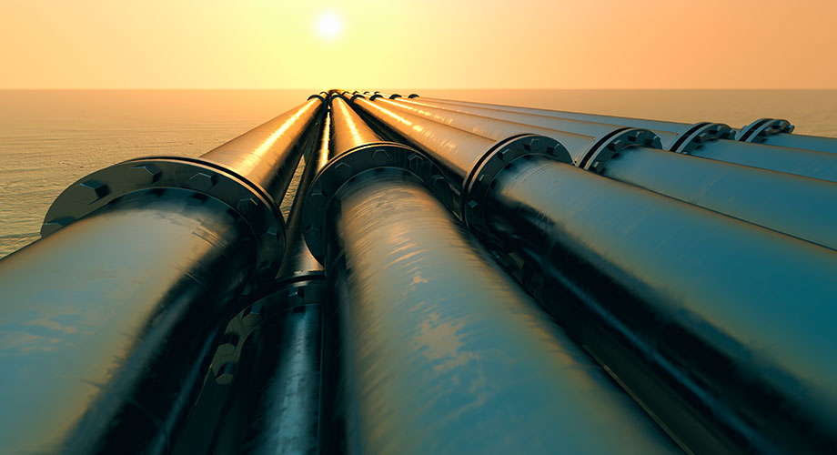 Pipelines in sunset